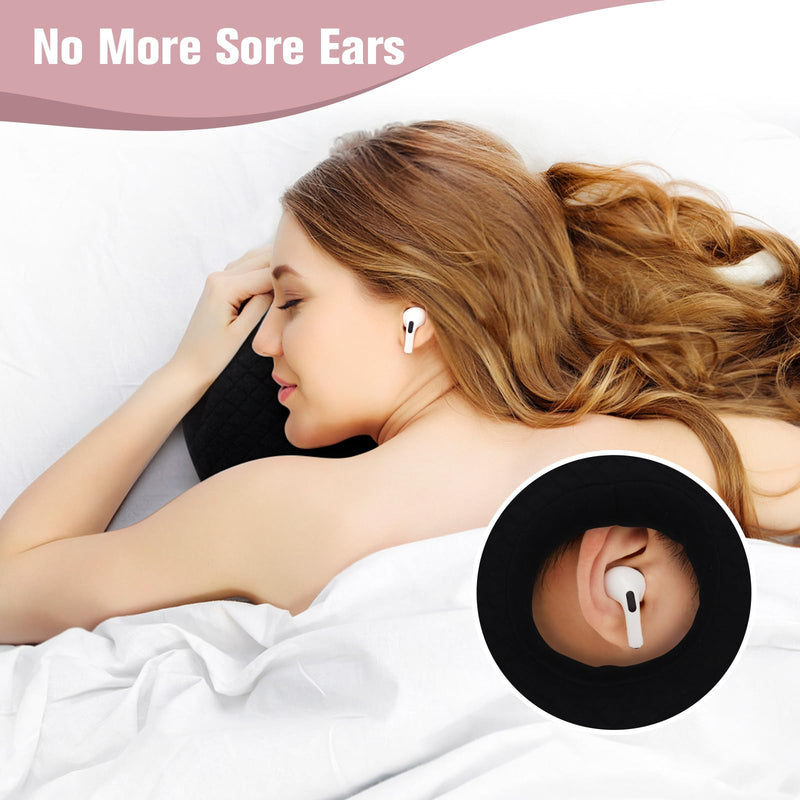Ear Piercing Pillow for Side Sleepers, Ear Pillows with Holes for Pain, Earring Inflammation Pressure Sores, Cotton Earring Pillow for CNH Side Sleepers Black