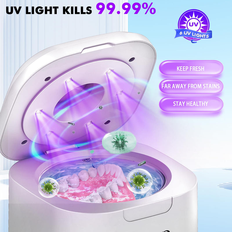 [Australia] - Dental Ultrasonic Retainer Cleaner Machine: Soffiya 49kHz Denture Cleaner with 350ML for Cleaning Dentures, Mouth Guards, Aligner, Braces, Toothbrush Head & Jewelry - UV Cleaner with 4 Digital Timers 
