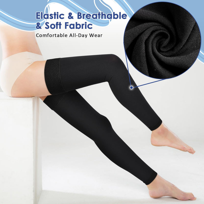 [Australia] - Beister 15-20 mmHg Compression Stockings for Women & Men, Thigh High Medical Footless Graduated Compression Sleeves with Dot Silicone Band, Support Pressure Socks for Varicose Veins, Edema, DVT Black XX-Large 