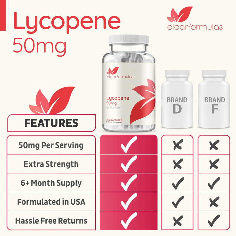 [Australia] - Lycopene 50mg 200 Vegetarian Capsules (Non-GMO & Gluten Free) 