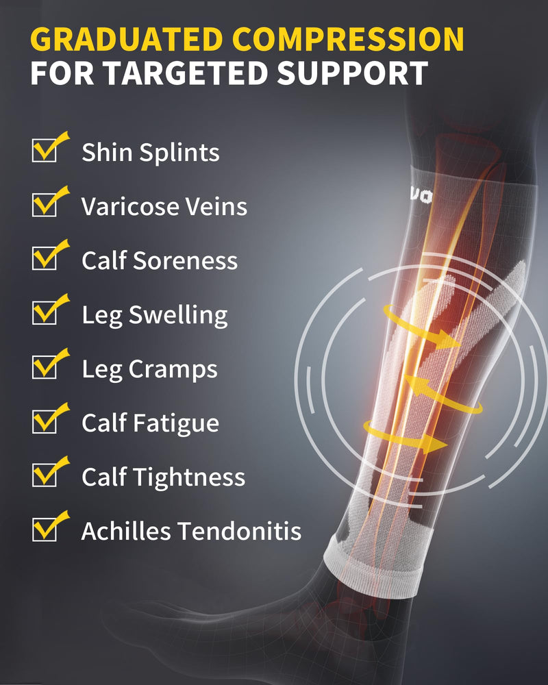 CAMBIVO 3 Pairs Calf Compression Sleeves for Men & Women, Footless Compression Socks for Shin Splints, Pain Relief Small-Medium Beige