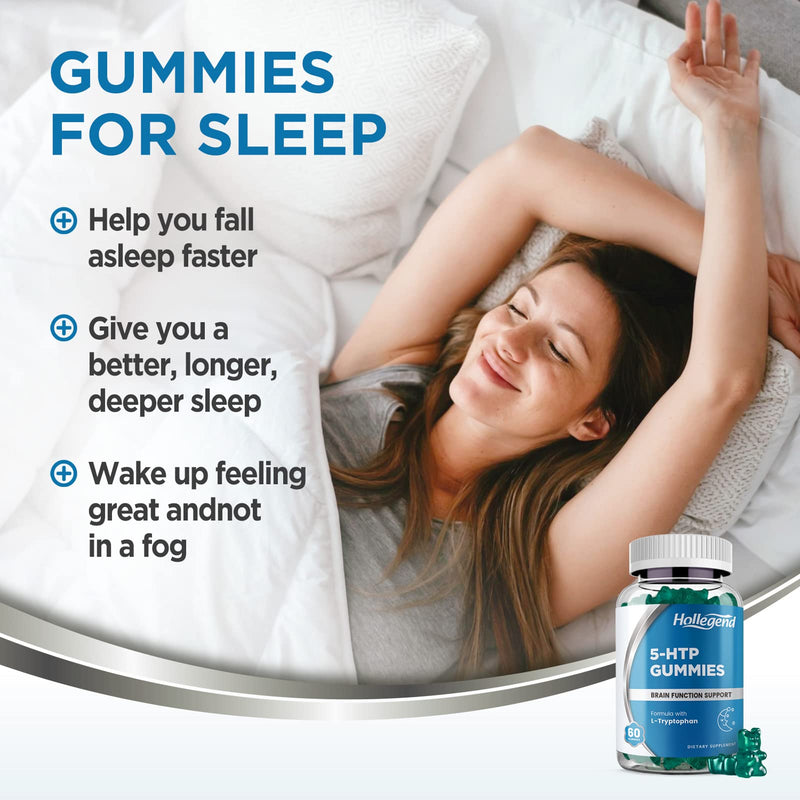 [Australia] - 5-HTP Gummies 200mg, 5HTP & L-Tryptophan Supplements for Stress Relief, Brain Support, Blueberry Flavor, 60 Chewables 60 Count (Pack of 1) 