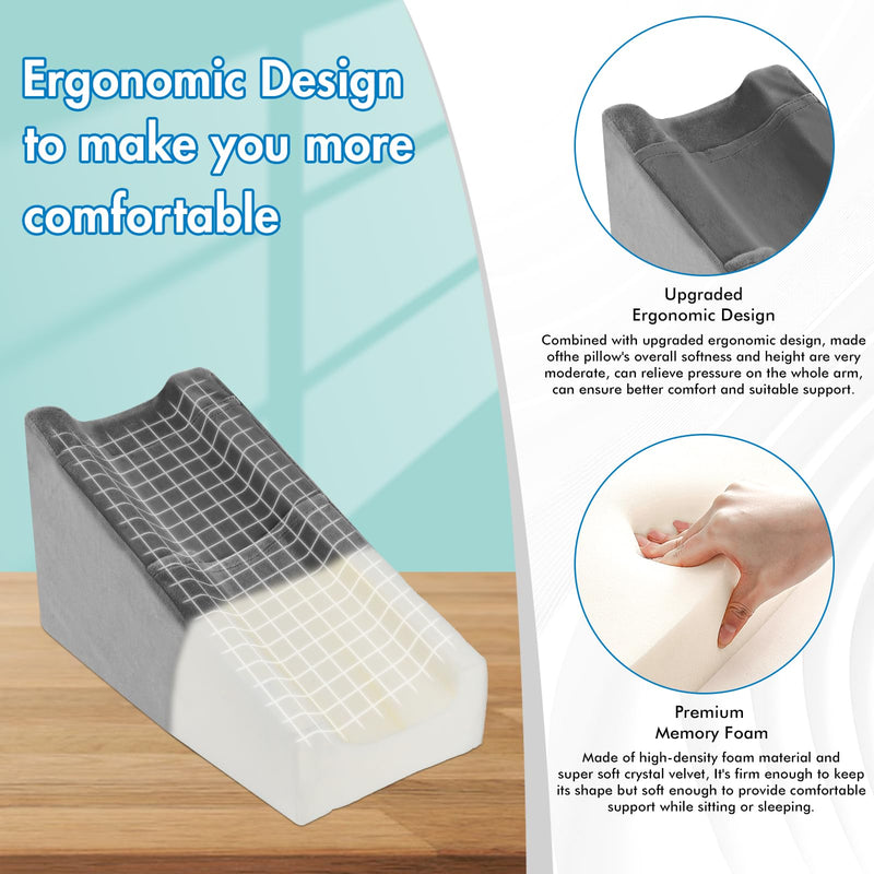 [Australia] - Arm Elevation Pillow with 2 Pockets, Arm Wedge Elevation Pillow Excellent, Ergonomic Elbow Support Pillow for Sleeping Arm Pads Elbow Pillow with Removable Pillow Case-Gray 