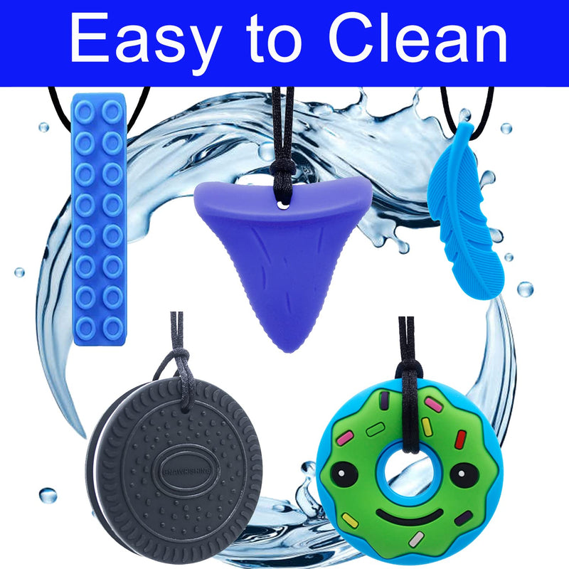 [Australia] - Chew Necklace by GNAWRISHING, 5 Pieces Sensory Chew Necklaces for Kids with Autism, ADHD, SPD, Chewing, Oral Motor 