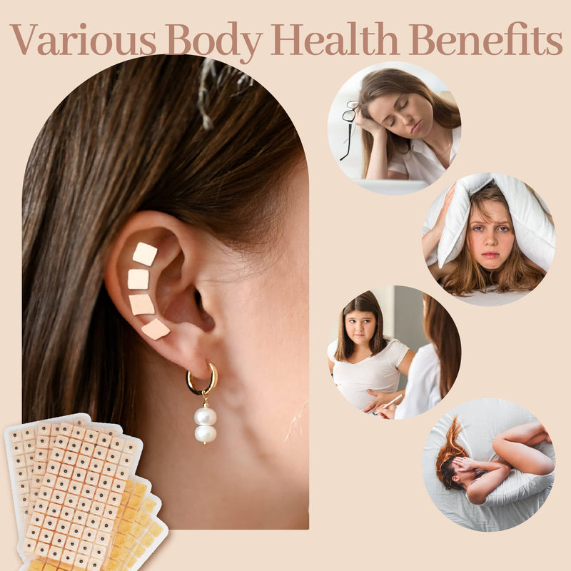 [Australia] - 1200Pcs Ear Seeds Acupuncture Kit, Auricular Sticker Kit with Ears Seed, Acupuncture Pen, Acupressure Ear Chart,Tweezers 