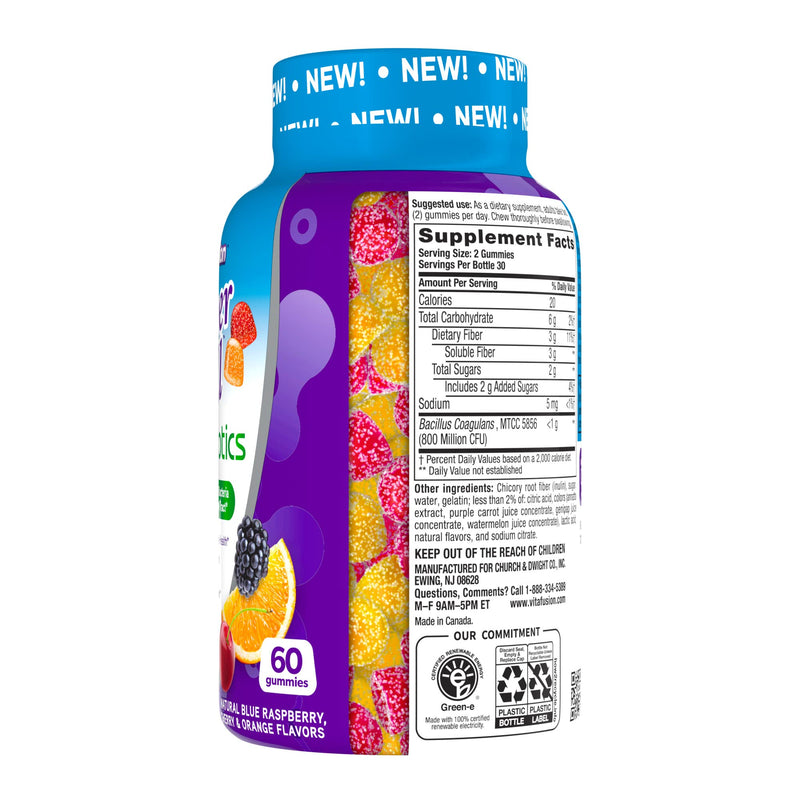 [Australia] - Vitafusion Fiber Well + Probiotics Gummies for Adults, 60 Count Nutritional Supplement 