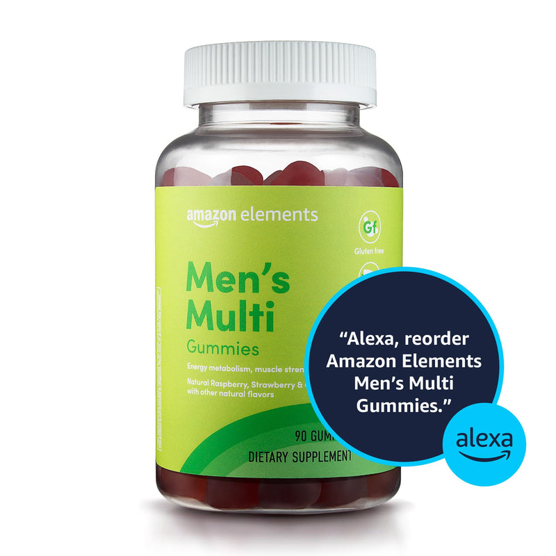 Amazon Elements - Men’s Organic Multivitamin, 90 Gummies (3 Gummies per Serving), Vegetarian, Gluten free, Certified Organic (Previously Revly) 90 Count (Pack of 1)