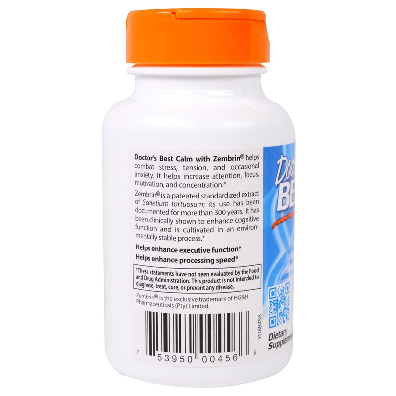 [Australia] - Doctor's Best Calm with Zembrin, Stress & Mood Support, 25mg Veggie Caps, 60Count (DRB-00456) 