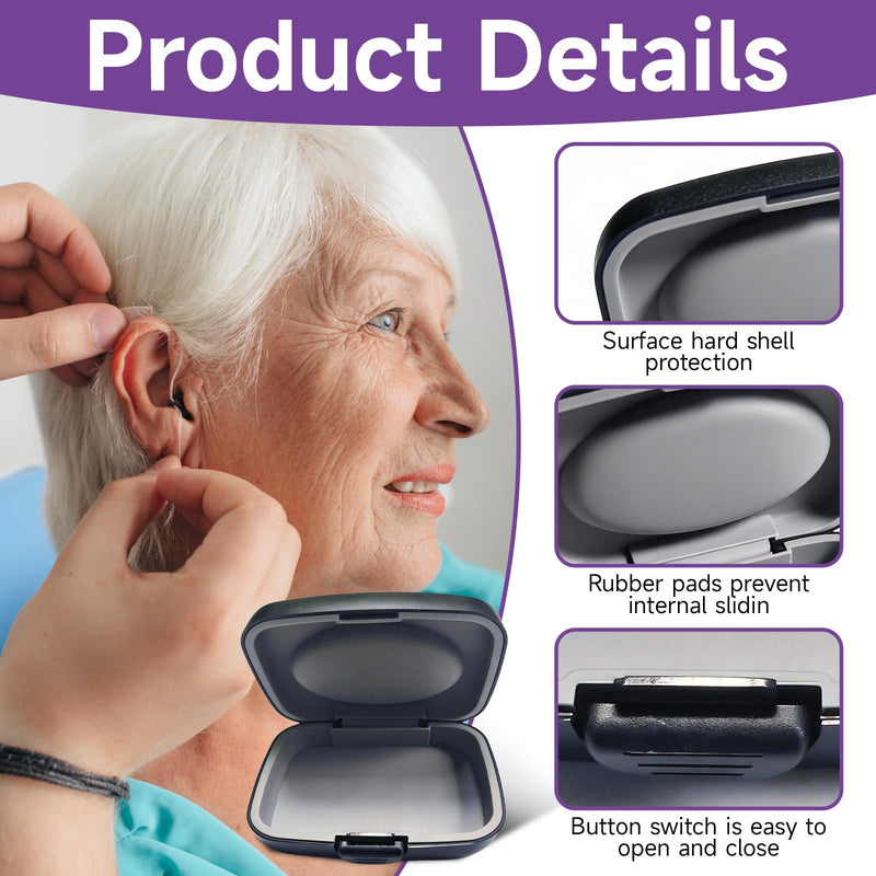 Icetop Hearing Aid Case, Hard Shell Protective Case with Silicone Lining, Portable Water-Resistant Storage Organiser for Hearing Aids Earbuds Small Essentials