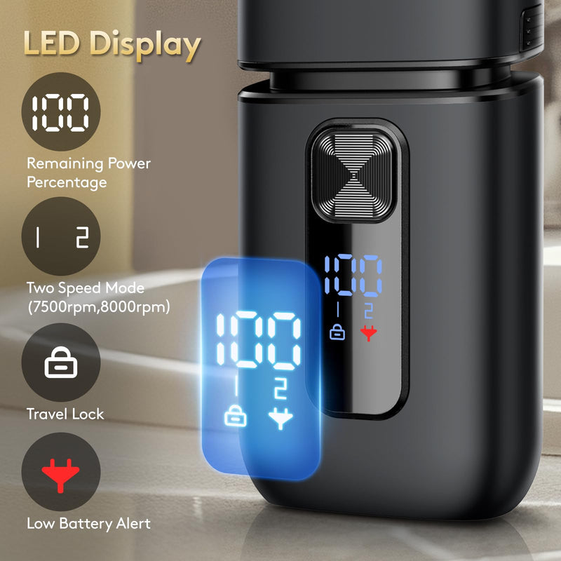 Brightup Foil Shavers for Men - Smooth & Close Electric Razor for Men with Pop Up Trimmer - Wet Dry Shaving/Travel Lock/LED Display/IPX6 Waterproof Black