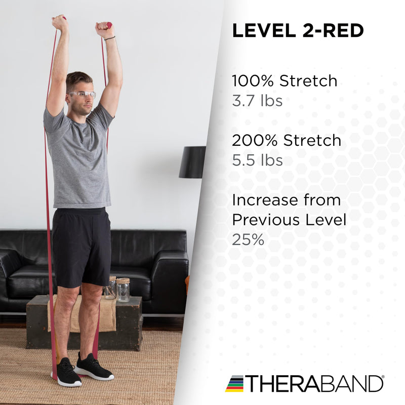 [Australia] - THERABAND Resistance Band 25 Yard Roll, Non-Latex Professional Elastic Stretch Bands for Upper & Lower Body Exercise Workouts, Physical Therapy, Lower Pilates, Flexibility, & Rehab, Dispenser Box Red - Medium 
