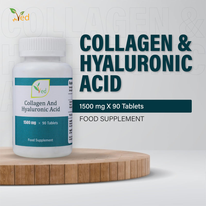 Ultra-Pure Dietary Supplement | Collagen Protein + Hyaluronic Acid | Collagen Supplement Promote Healthy Skin | 1500mg, 90 Tablets