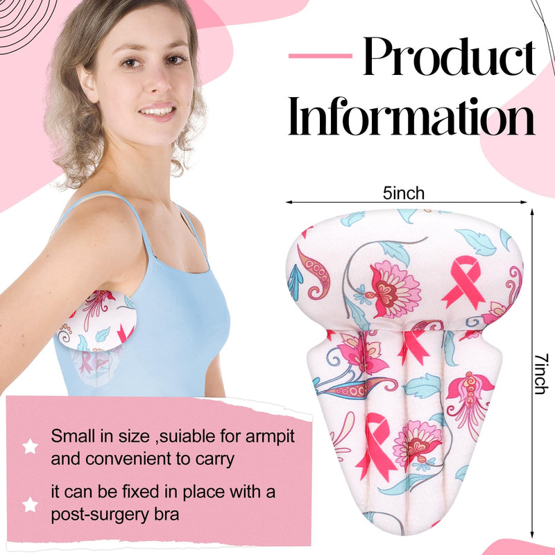 Juexica 4 Pcs Lymphedema Axilla Mastectomy Pillow Cotton Post Breast Surgery Recovery Breast Pillow for Sleeping Mastectomy Underarm Armpit Pain Relief(Pink Ribbon) Pink Ribbon