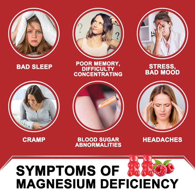 Magnesium Glycinate Gummies 400mg, Mg Potassium Supplement with Chelated Magnesium Malate Complex, Vitamin D, B6, and CoQ10, Supports for Memory, Calm, Mood & Sleep - 60 Count (Pack of 1) Raspberry 60 Count (Pack of 1)