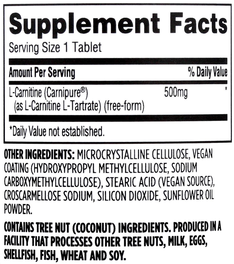 [Australia] - Whole Foods Market, Free-Form L-Carnitine 500mg, Vegan, 60 Count 60 Count (Pack of 1) 