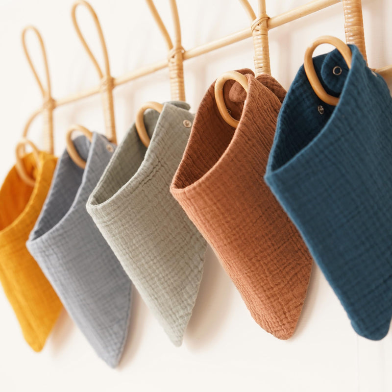 [Australia] - Konssy Muslin Baby Bibs 8 Pack Bandana Drool 100% Cotton for Unisex Baby, Solid Colors Set Teething Drooling Neutral 