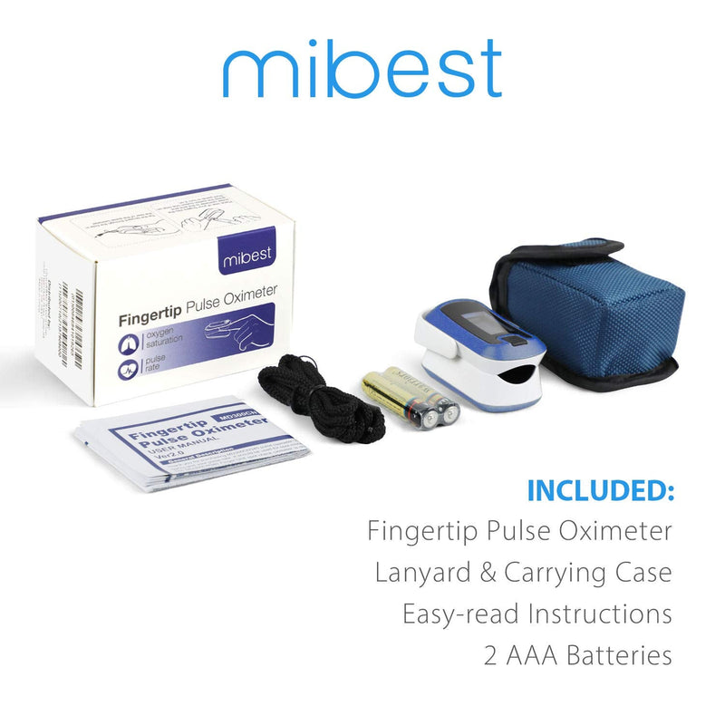 mibest OLED Finger Pulse Oximeter, O2 Meter, Dual Color White/Blue
