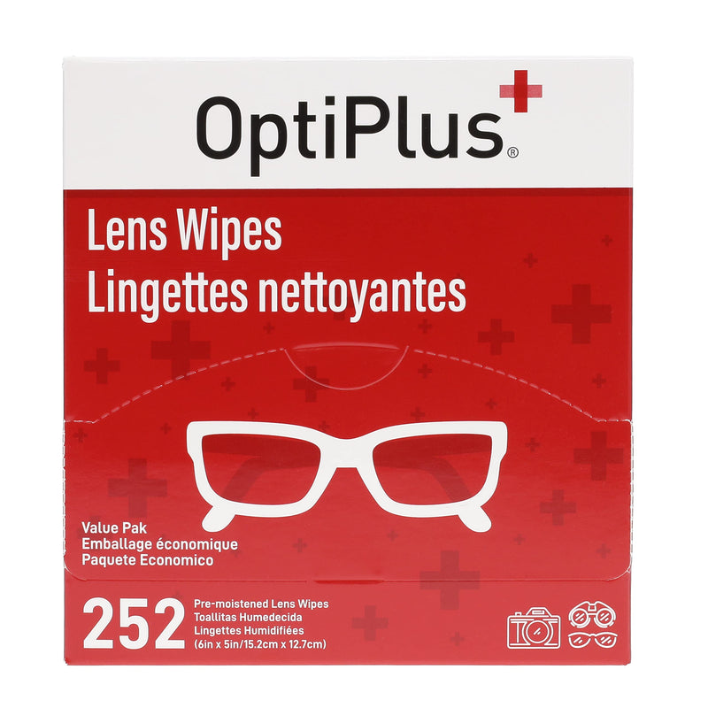 [Australia] - OptiPlus Eyeglass Lens Wipes l Pre-Moistened l Cleaning Wipes for Glasses, Computer & Laptops Screens, Smart Phones, Optical Lens, Goggles, and Watch Screen l Quick-Dry & Scratch-Free | 252 Count 252 Count (Pack of 1) 