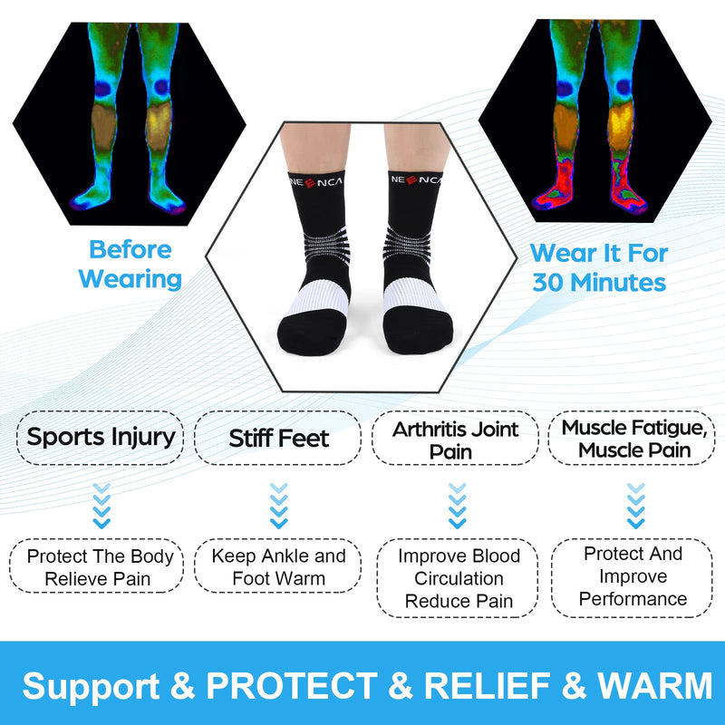 NEENCA Compression Socks, Medical Athletic Socks for Injury Recovery & Pain Relief, Sports Protection—1 Pair, 20-30 mmHg Large Black Blue