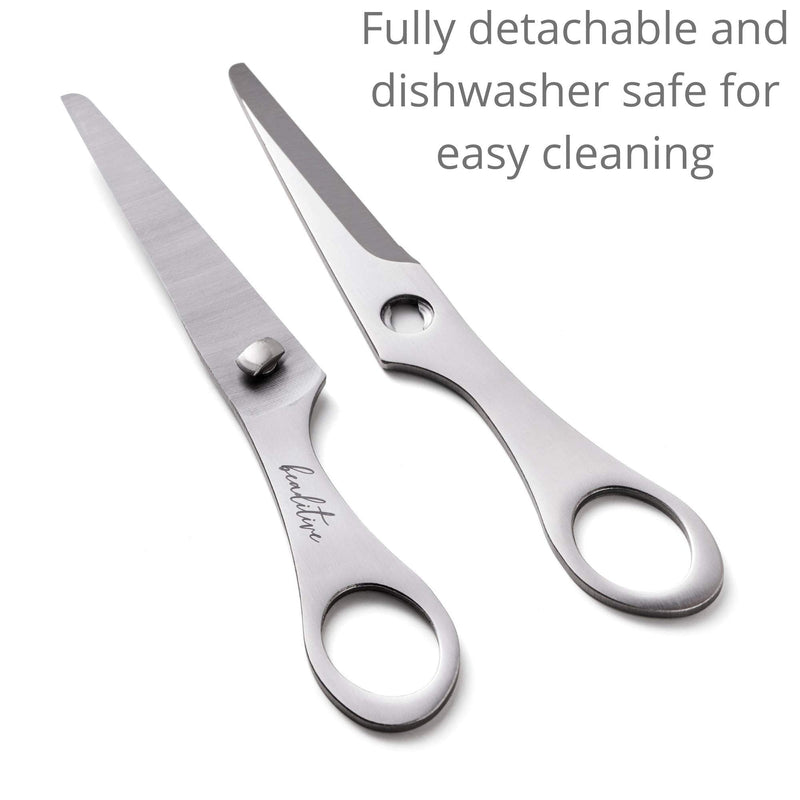 [Australia] - Beaditive Baby Food Scissors - Stainless Steel Toddler Food Cutter with Serrated Blade and Blunt Tip for Safety - Dishwasher Safe Baby Food Shears for Cutting Tiny Bites with Portable Travel Case 