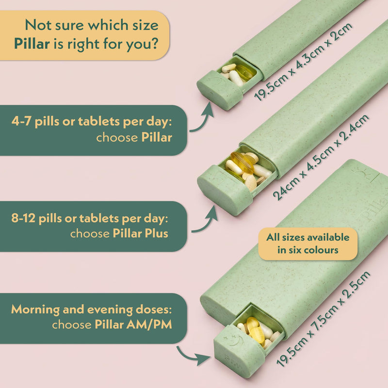 Pillar 7-Day Pill Case - Aesthetic Travel Pill Organizer - Weekly Pill Box | Perfect for daily use & travel, Soft Pink, Beautiful design, Great as a vitamin organizer or supplement organizer Original Pillar