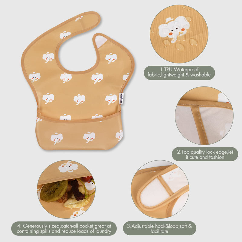 [Australia] - Soarwg Kids Bibs, Baby Bibs, Waterproof Baby Bibs for Boy and Girl, Great Travel Baby Bibs for Eating, Feeding Bibs, 5 Pack Cartoon 