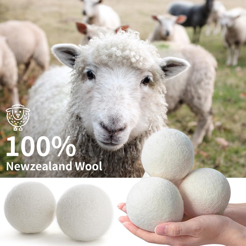 [Australia] - Wool Dryer Balls, Wool Balls for Dryer, Laundry Balls for Dryer Reusable 6P Reducing Clothing Wrinkles,Saving Drying Time and Fabric Fluffier Off White 