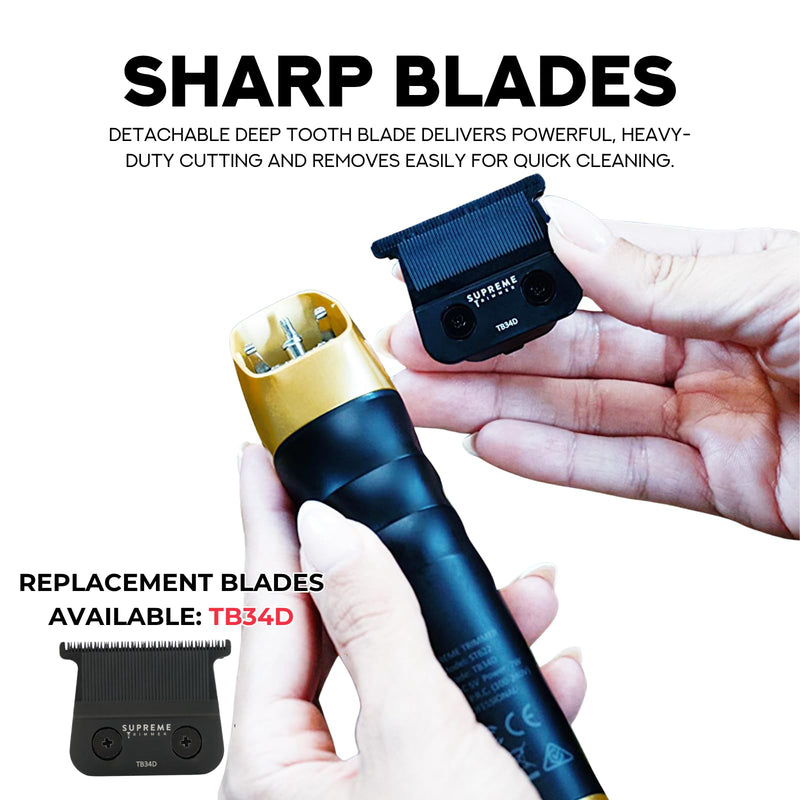 [Australia] - Supreme Trimmer 2Spee ST622 – Cordless Beard & Hair Trimmer for Men | 2-Speed Motor, 180 Min Runtime, Zero-Gap Adjustable Blade, Digital Display, Removable Blade Design Gold 