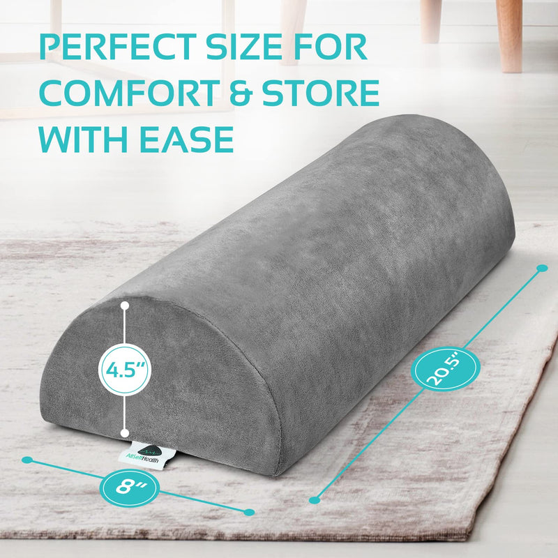 [Australia] - Knee Pillow for Back Sleeping | Large Half Moon Bolster Pillow for Legs, Under Knee Pillow for Sleeping on Back (20.5" x 8" x 4.5") Leg Pillow for Ankle and Foot Comfort, Machine Washable Cover, Grey Gray 