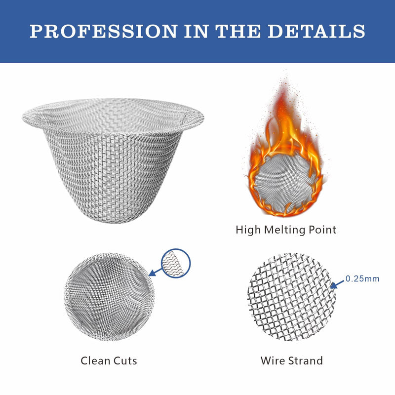 [Australia] - 60 Pieces 1/2 Inch Stainless Steel Mesh Clean Screens with Tapered Design, 0.5 Inch Size, Along with a 3-in-1 Cleaning Tool, Brush, and Stainless Steel Storage Box 