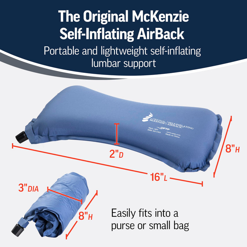 [Australia] - OPTP The Original McKenzie Self-Inflating AirBack Lumbar Support Low Back Support Pillow and Compact Travel Pillow - The Inflatable Lumbar Pillow Preferred by Physical Therapists Standard Packaging 