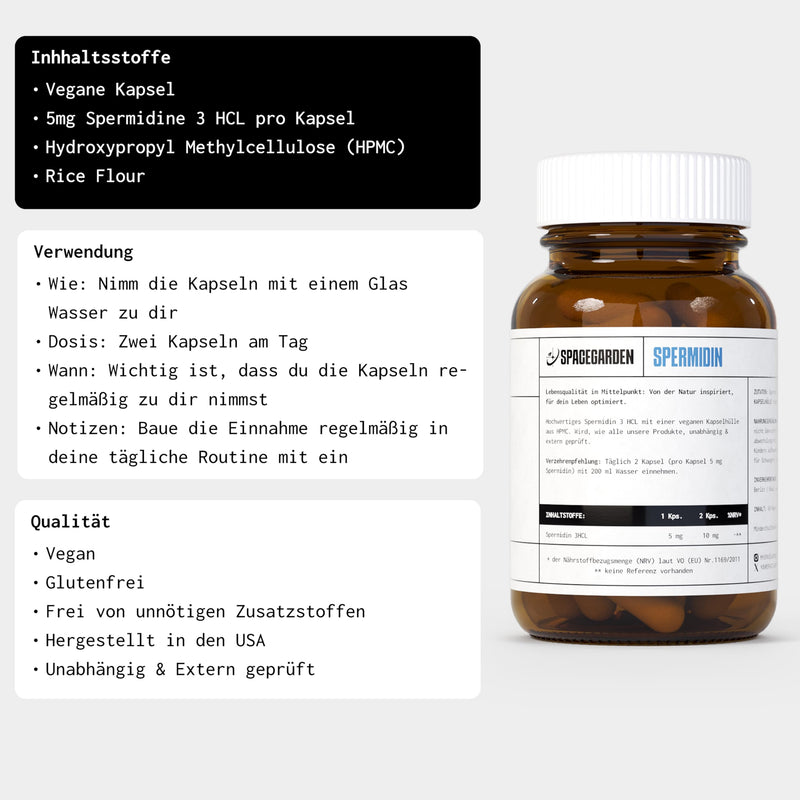 [Australia] - Spacegarden - 300mg spermidine, cell regeneration - 60 spermidine capsules without additives - natural spermidine, vegan range for 1 month 