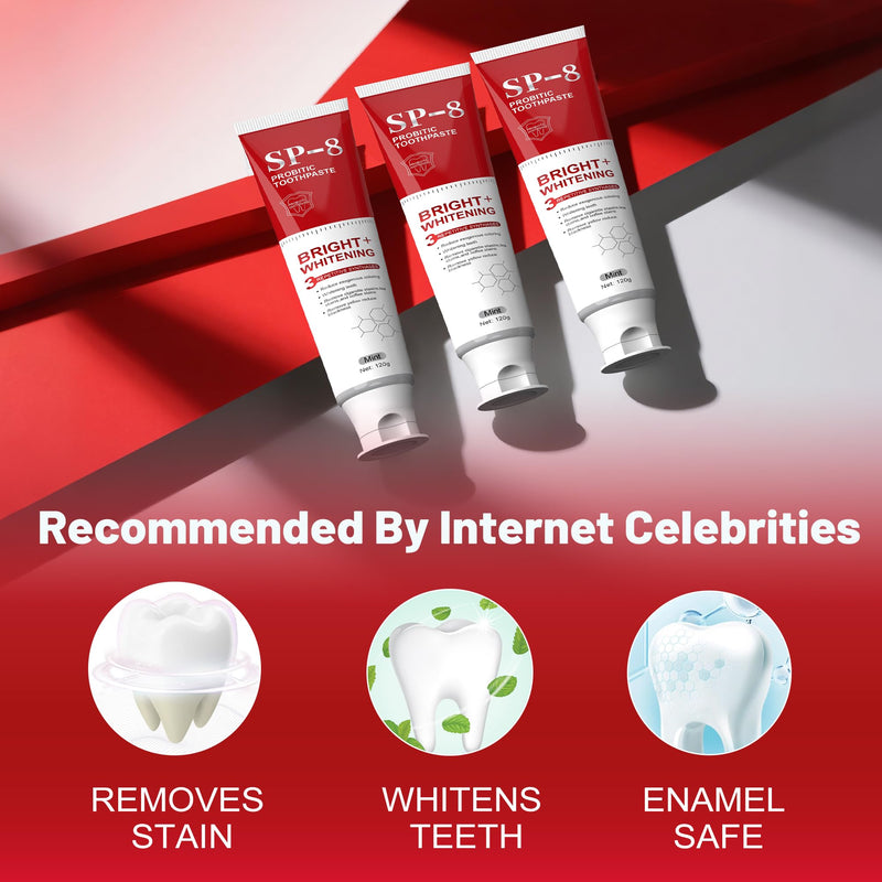 [Australia] - SP- 8 Probiotic Whitening Toothpaste for Teeth Whitening/Brightening & Fresh Breath, 8 Probiotics Formula for Gum Health, Fluoride-Free, Minty Fresh Flavor,4.23oz (2 Tubes) Mint 2 4.23 Ounce (Pack of 1) 