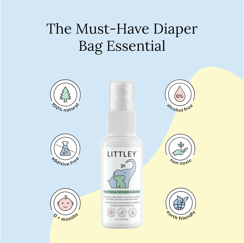 [Australia] - Littley Pacifier & Teether Cleaner with Hypochlorous Acid, Non-Toxic & Alcohol-Free, Gentle Formula for Cleaning Baby & Toddler Essentials, 2oz Travel-Size Spray Bottle 2 Fl Oz (Pack of 1) 