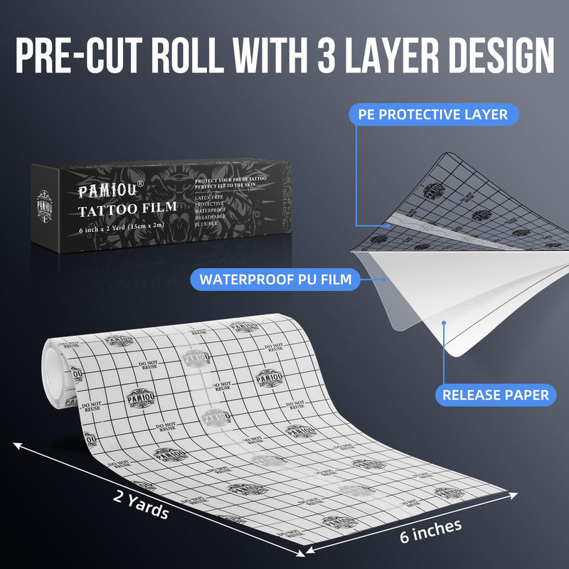[Australia] - Tattoo Aftercare Bandage 6 Inch x 2 Yards, Second Skin Tattoo Cover, Waterproof, Transparent, Latex-Free Film for Fresh Tattoo Care, Protective Tape for Skin Recovery 