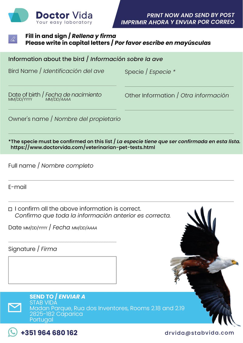 Bird Sexing DNA. Gender Reveal Test for Parrots, Lovebirds, Cockatoos, African Grey,Macaw, Cockatiels, Parakeets, Eagles, Owls + 1000 Species. Avian Sexing DNA Testing. Sample Collection Kit included - PawsPlanet Australia