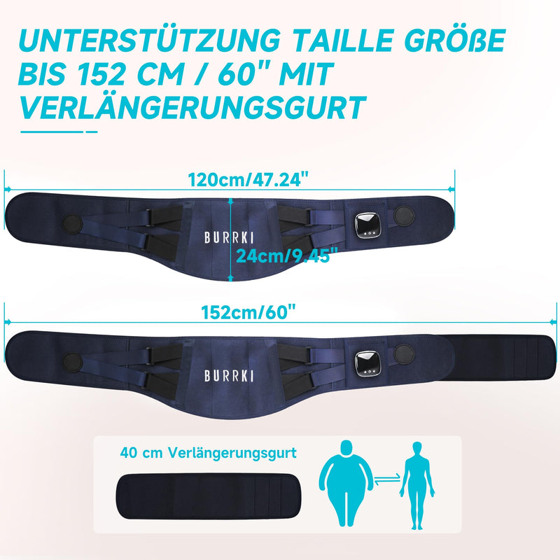 [Australia] - Heat belt back, 152 cm wireless heating belt massager with 5 massage modes & 3 heat levels, portable back bandage heating pad for back lumbar with automatic switch-off, gifts for men women 