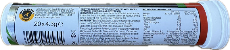 SiS Hydro Electrolyte Tablets - Effervescent Hydration - Virtually Calorie‑Free - Informed‑Sport Certified - Dissolves in 500ml Water - 20 Tabs Per Tube (4 Tubes, Mixed Bundle) 1 count (Pack of 4)
