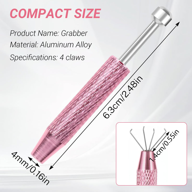 [Australia] - 2 PCS Piercing Ball Grabber Tool, 4 - Claw Stainless Steel Jeweler Pick Up Tools,Septum Ball Screw Tool for Piercing Changing/Removal/Holder,Earring Pearl Grabber for Jewelry/Electronic Components 2pcs Pink 