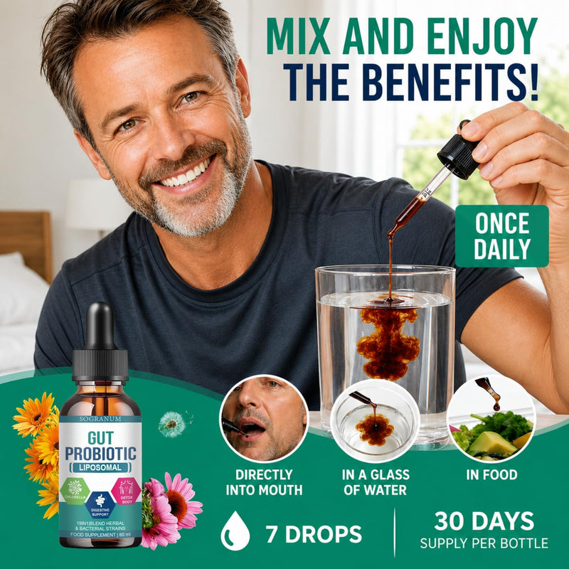 Probiotics Gut Health & Colon Cleanse | Bloating Relief, Bloatburn & Advanced Gut Repair. Easy to Use Drops | Probiotics for Women & Men | Inulin Chlorella lactobacillus | 60 ml
