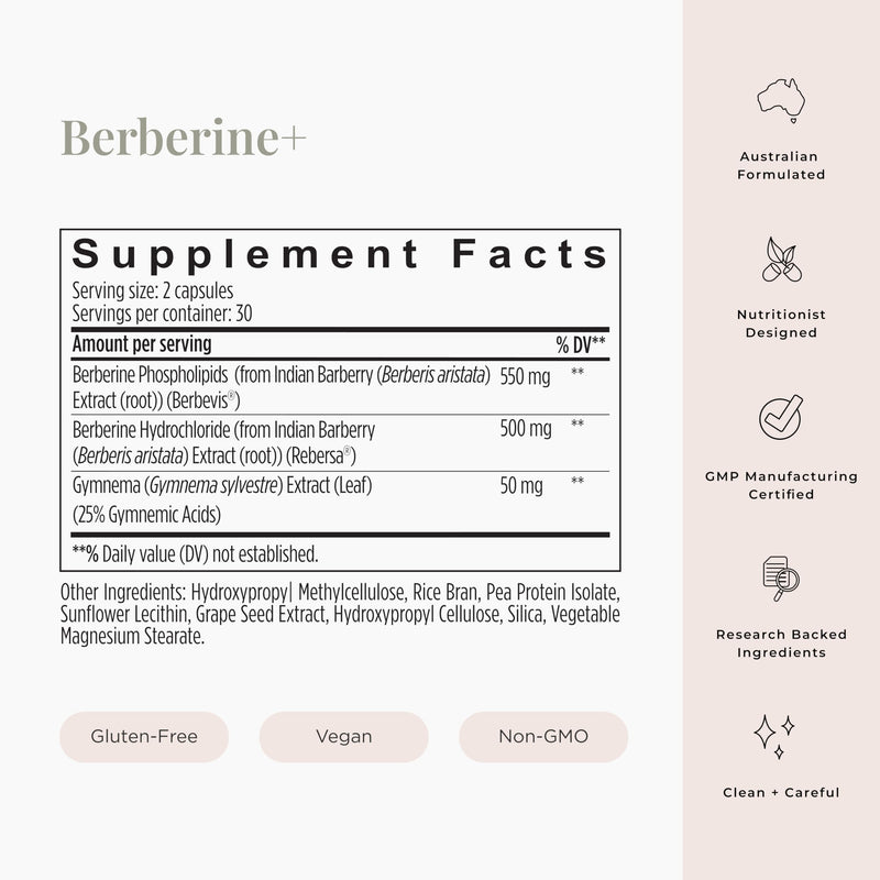 [Australia] - JSHealth Vitamins Berberine+ Formula ‚Äî Berberine Supplement for Metabolic Health ‚Äî Vegan, Gluten-Free & Non-GMO. (60 Tablets) 