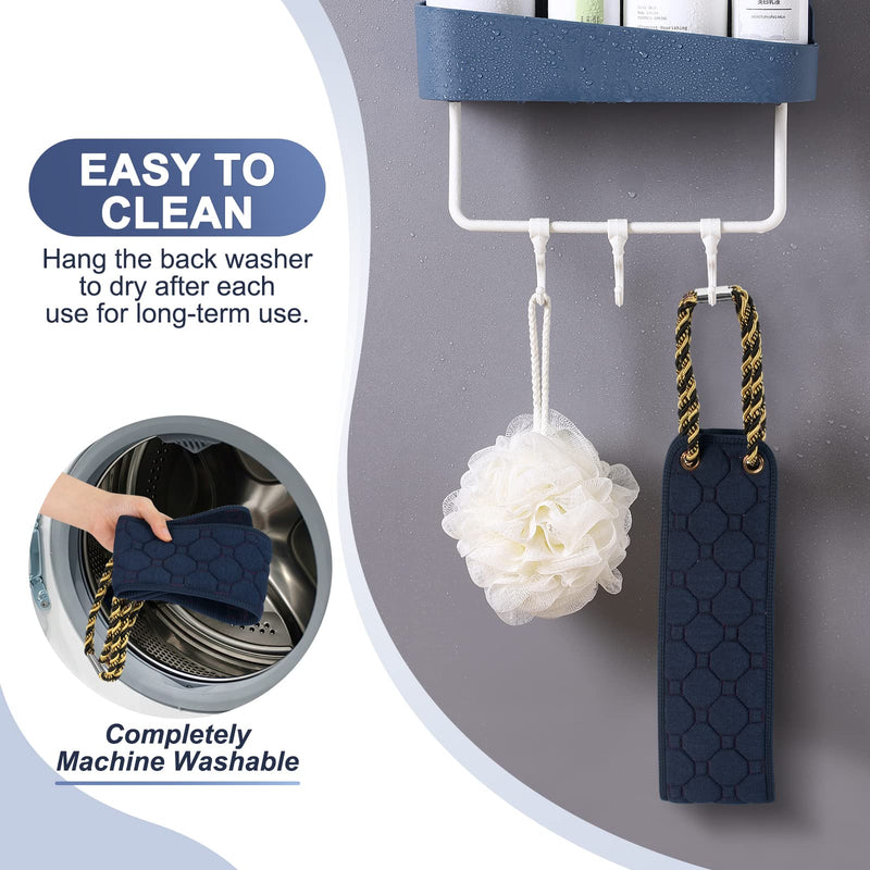 [Australia] - Exfoliating Back Scrubber with Handles, 38.5 Inch Double-Sided Back Exfoliator Body Scrub Towel, Exfoliating Washcloth Bath Tool for Use in Shower, Back Washer to Deep Clean Your Skin for Men & Women Black (38.5*4.1 Inch) 