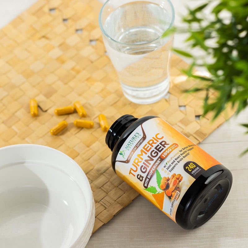 [Australia] - Turmeric Curcumin with BioPerine & Ginger 95% Curcuminoids 1950mg - Black Pepper Extract for Max Absorption, Nature's Joint Support Supplement, Herbal Turmeric Pills, Vegan Non-GMO - 240 Capsules 240 Count (Pack of 1) 
