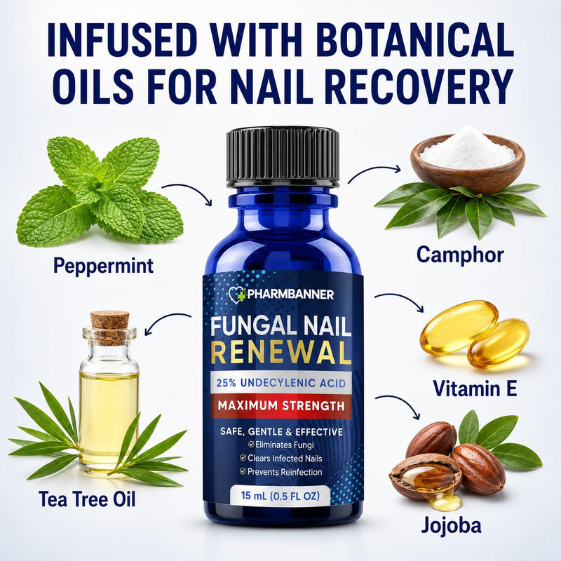 Nail Renewal Treatment Extra Strength: 25% Undecylenic Acid OTC Formula – Toenail Nail Care Kit with Brush & File for Ingrown Nails, Discoloration & Brittle Nails, Thick-Looking, Rough-Looking