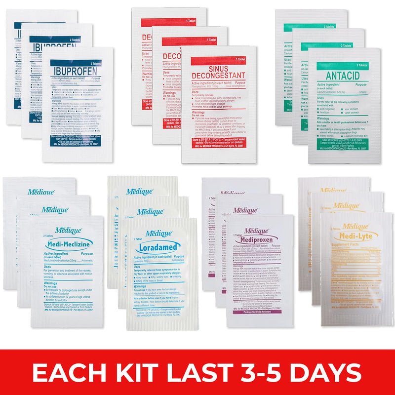 Travel RX - 105 PCS TSA-Approved Travel Medicine Variety Pack with Resealable Bag | Travel Essential OTC Medicine Pack by Real Vitamins (5 Kits) 5