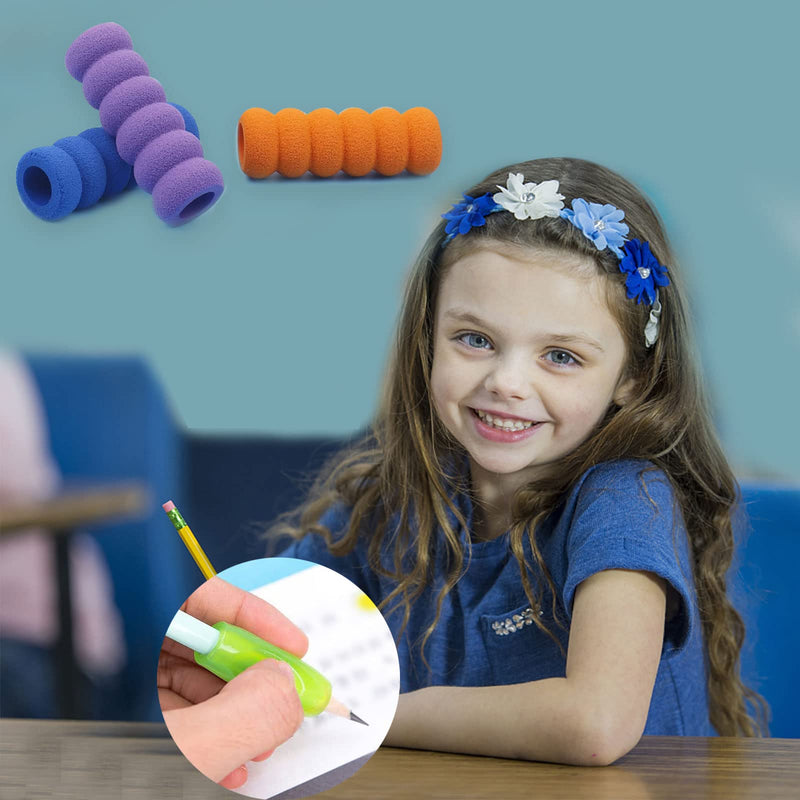 12 Pack Multicolor Pencil Grips, Children's Silicone Finger Grips Holder Foam Pen Holder Non Slip Pen Gripper, Writing Pencil Training Grip for Toddlers, Students and Adult 12 Pack