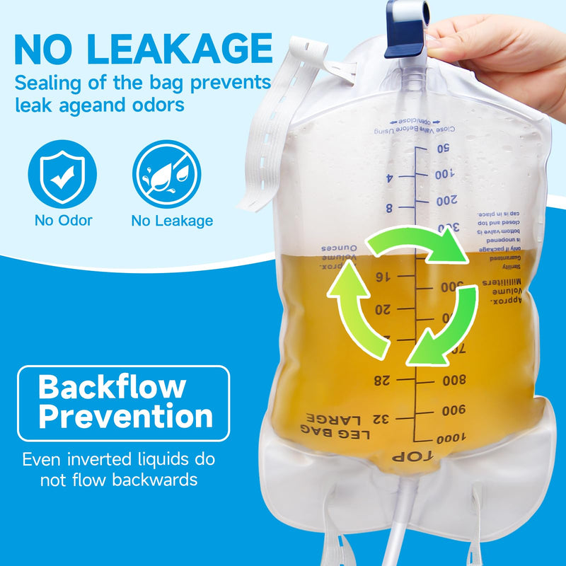 [Australia] - Catheter Bags for Men with 5PCS, Foley Catheter Leg Bags for Men 1000ML, Urine Bags for Easy Flip Drain Design 