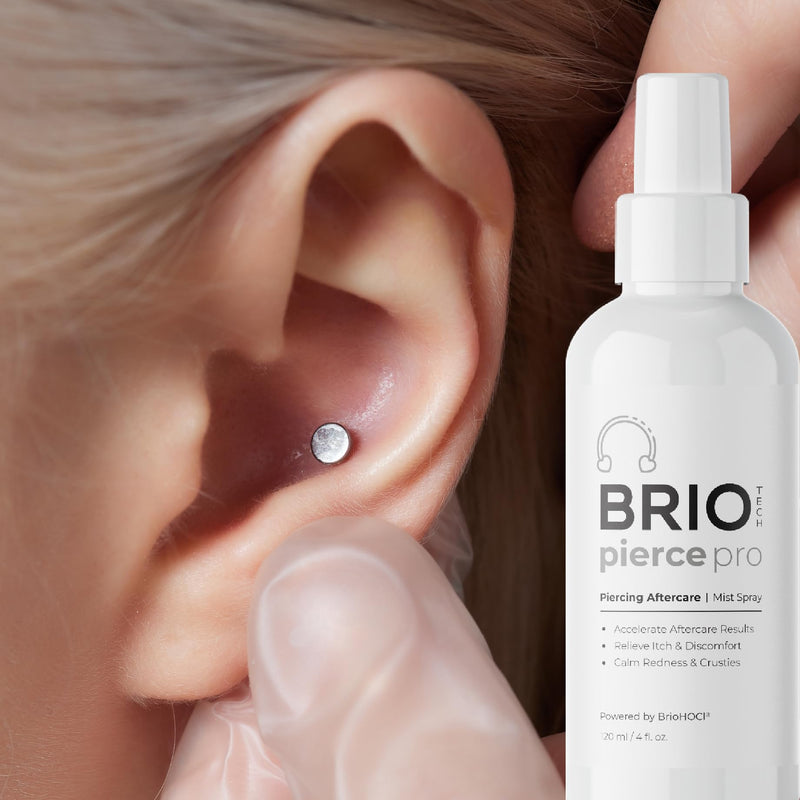 [Australia] - BRIOTECH Pierce Pro Piercing Aftercare Spray, Gentle Hypochlorous Acid Spray, Calm Redness & Itch, Reduce Bumps & Crust, Zero-Contact, No Rinse, No Residue HOCl Spray, 3.4 fl oz 