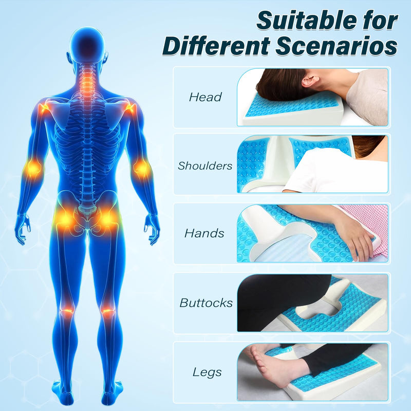 [Australia] - Bed Sore Cushion for Butt, Breathe Freely Fiber Anti Bed Sore Cushion, Bedsore Cushions, Gel Memory Foam T Shaped Opening, Butt Support Pillow for Bedridden, Post-Operative, Sedentary Office Blue 