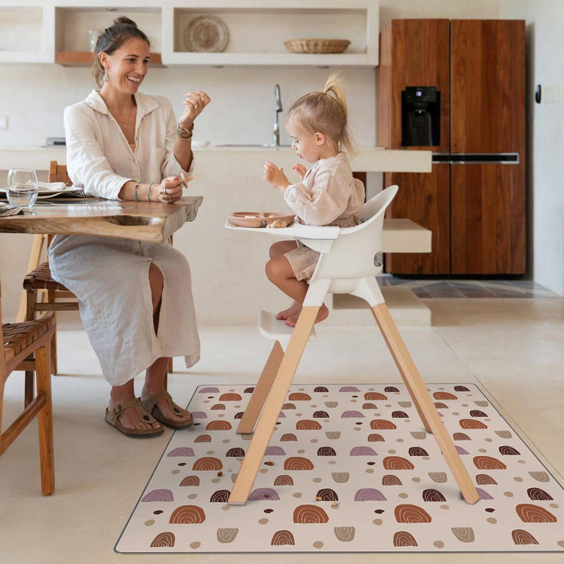 [Australia] - Blissful Diary Baby Splat Mat for Under High Chair, 51 x 51 Inch Boho Splash, Waterproof and Washable Spill Mat, Anti-Slip Floor Protector Boho Rainbow 